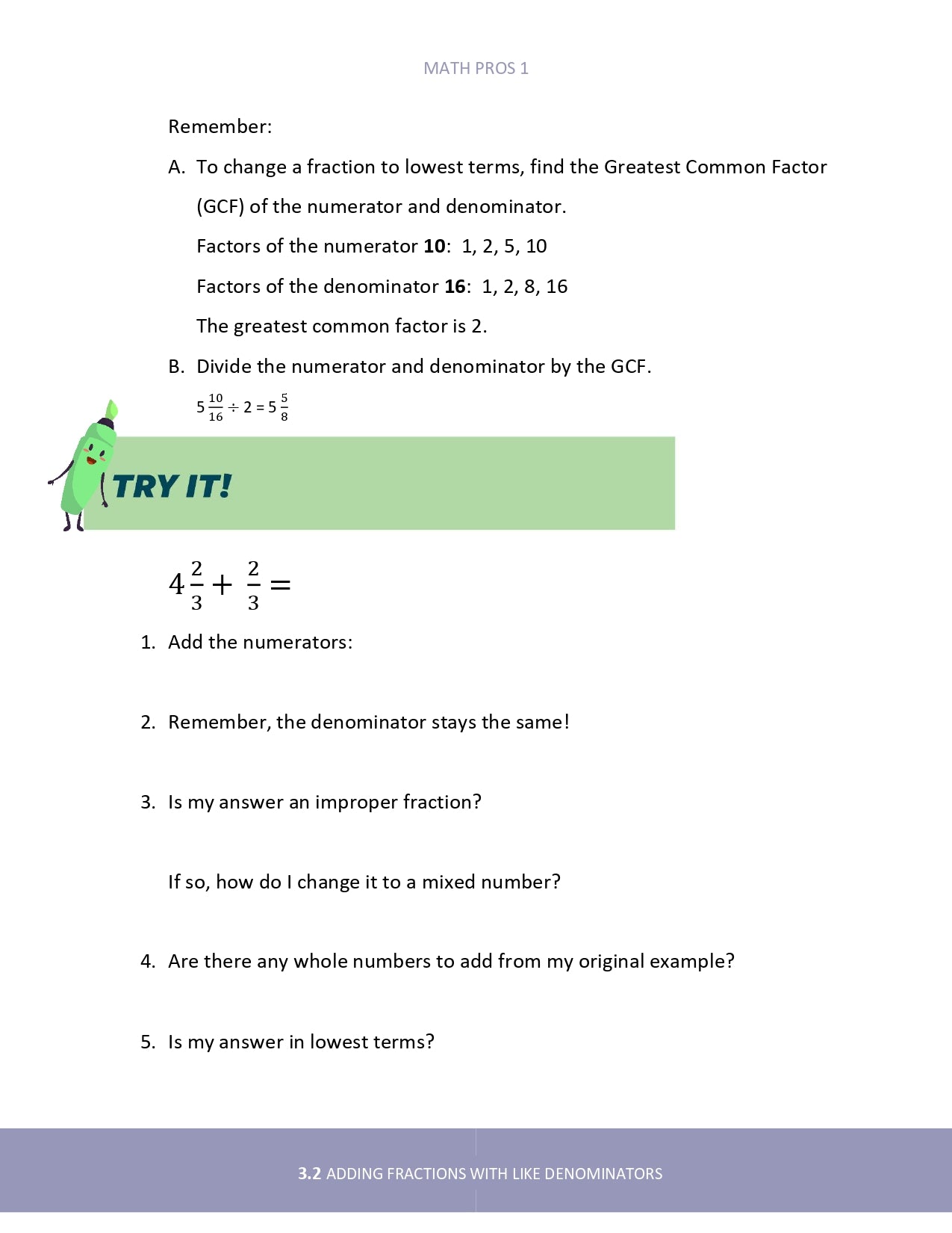 Math Pros 1 Student Edition