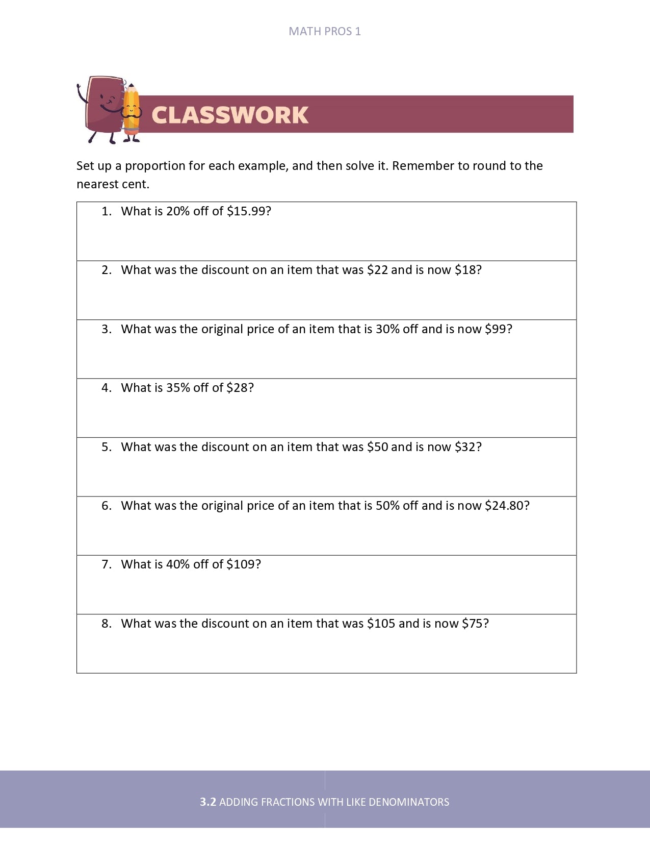Math Pros 1 Student Edition