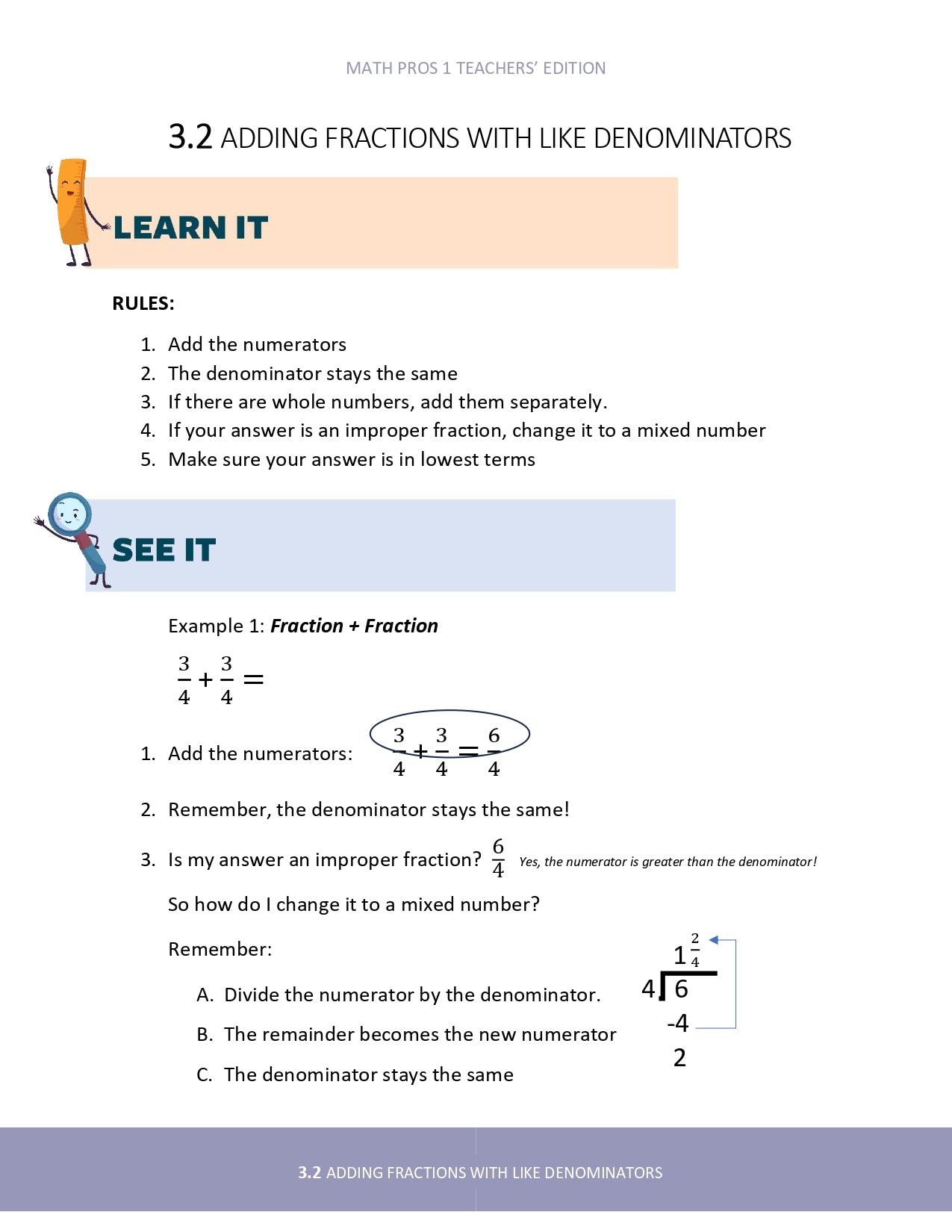 Math Pros 1 Teacher's Edition