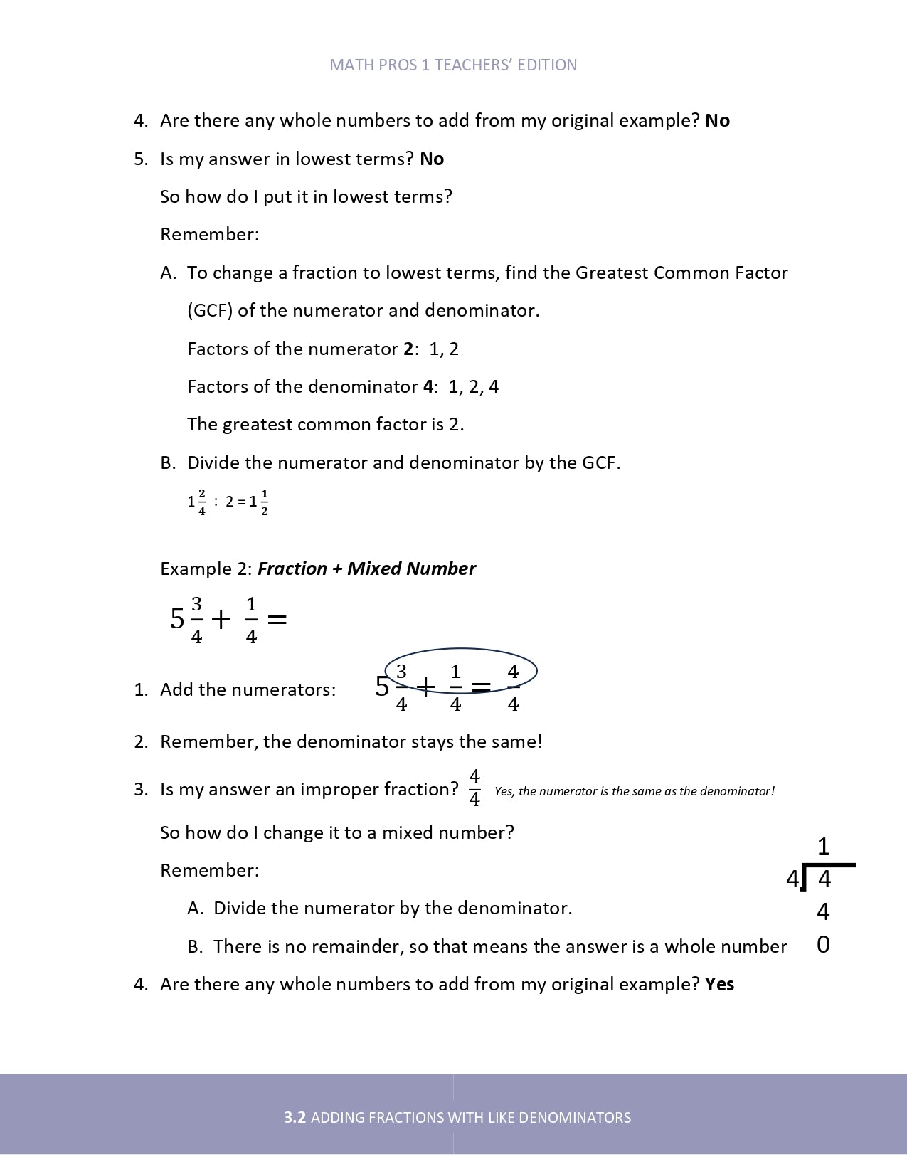 Math Pros 1 Teacher's Edition