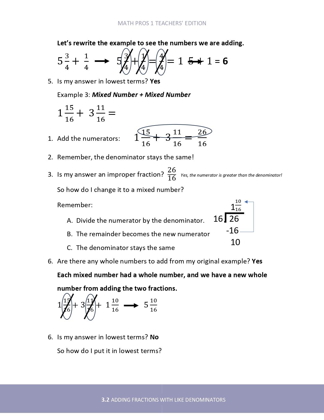 Math Pros 1 Teacher's Edition