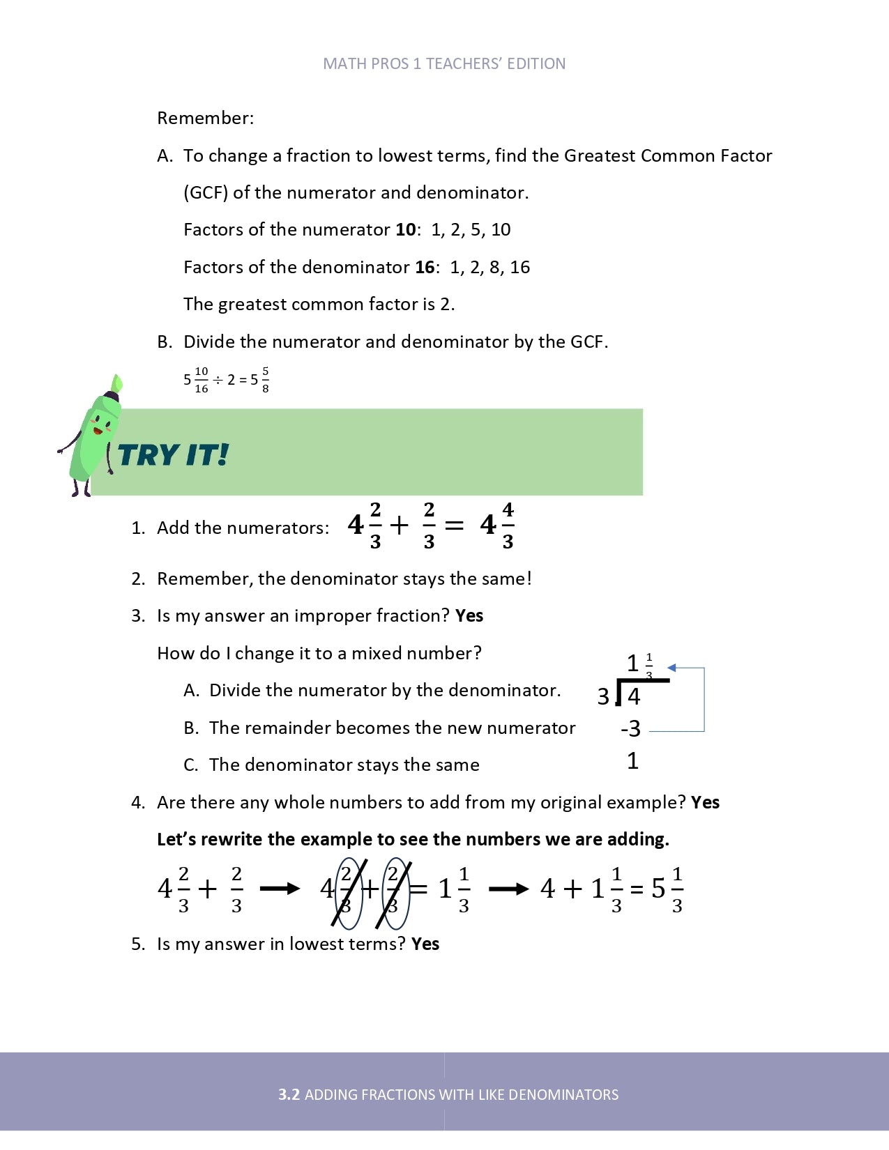 Math Pros 1 Teacher's Edition