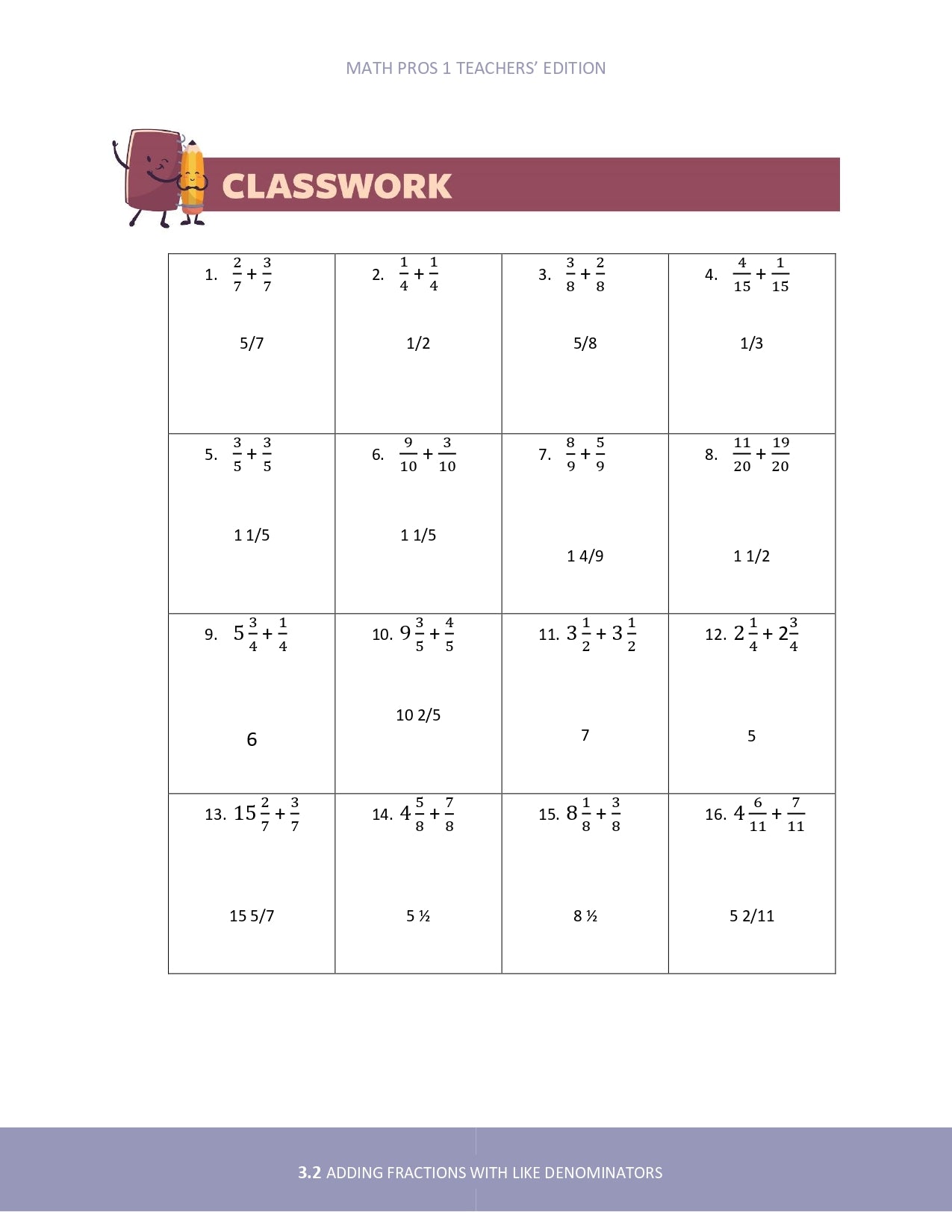 Math Pros 1 Teacher's Edition