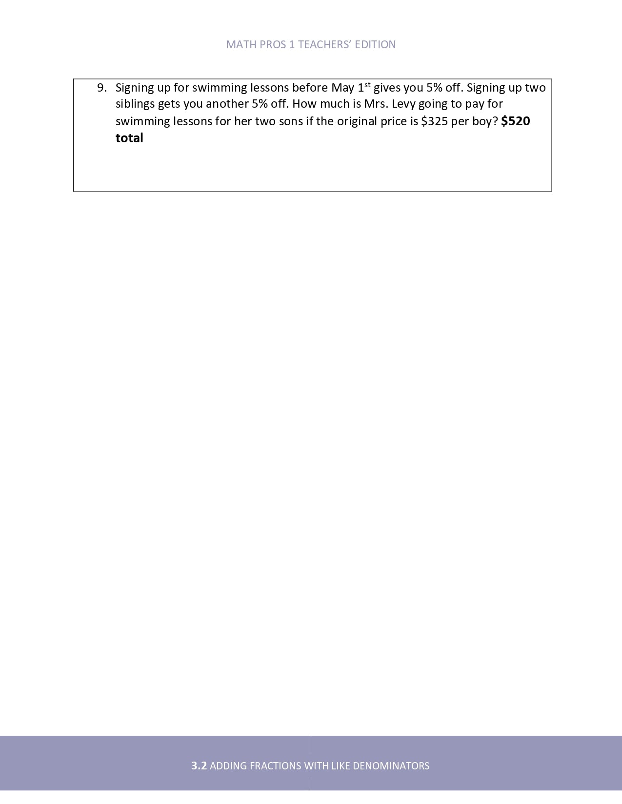 Math Pros 1 Teacher's Edition